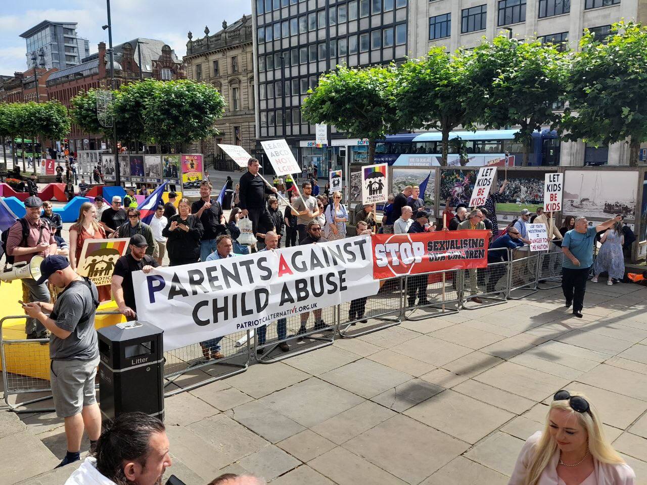 Protests in the South West outside a drag queen story hour event. Image - Patriotic Alternative 